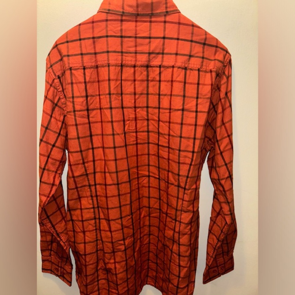 NWOT Artistry In Motion Clay Oxford Button-down Plaid Long Sleeve Shirt Orange M - Picture 6 of 8